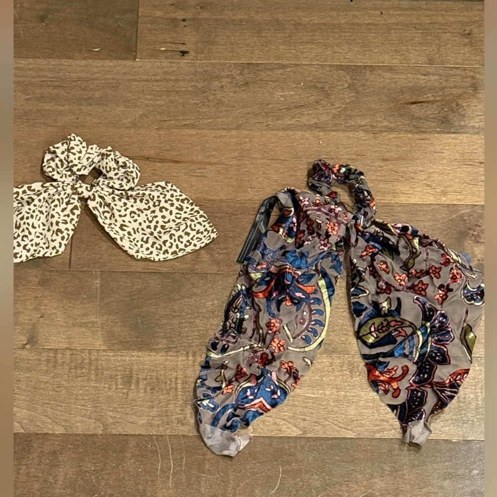 Leopard and Floral Hair Scrunchies/ Scarfs